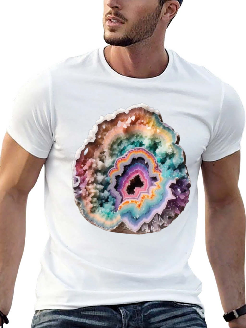 Geode Slice Graphic Tee - Unique Crystal Design