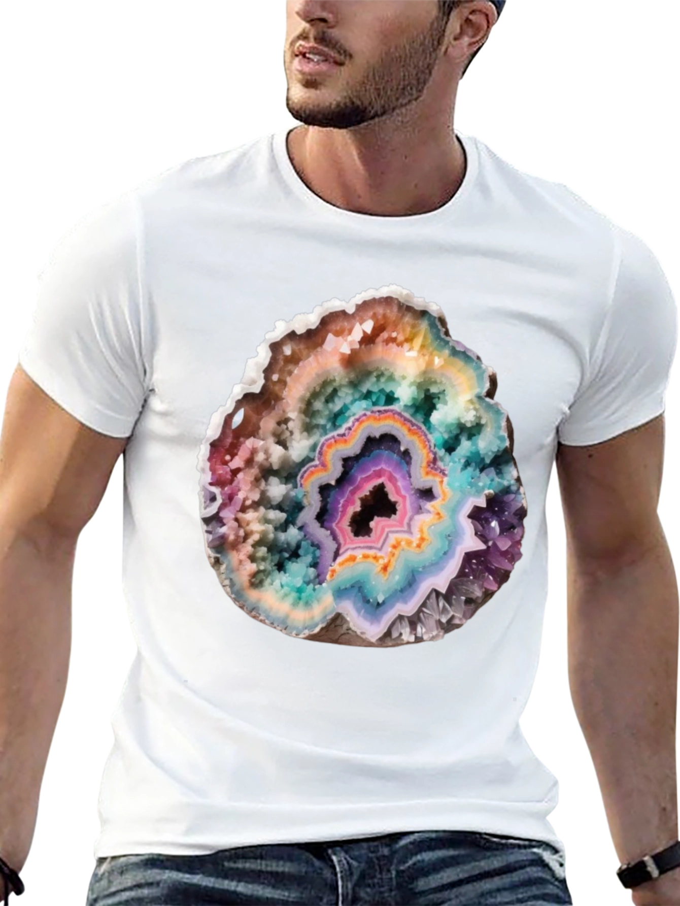 Geode Slice Graphic Tee - Unique Crystal Design