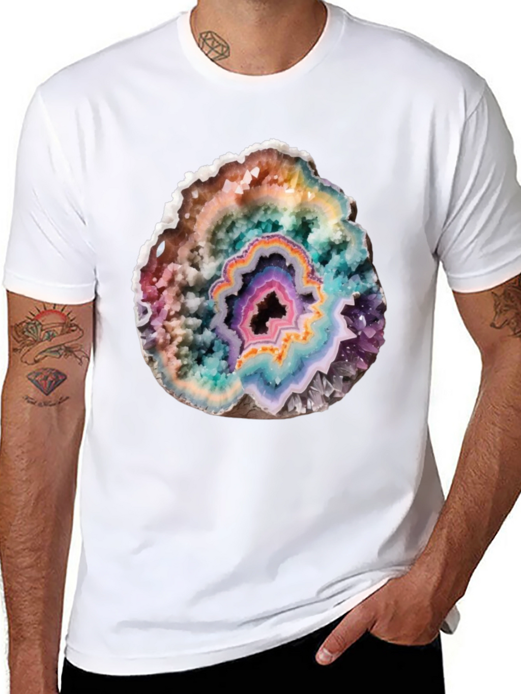Geode Slice Graphic Tee - Unique Crystal Design
