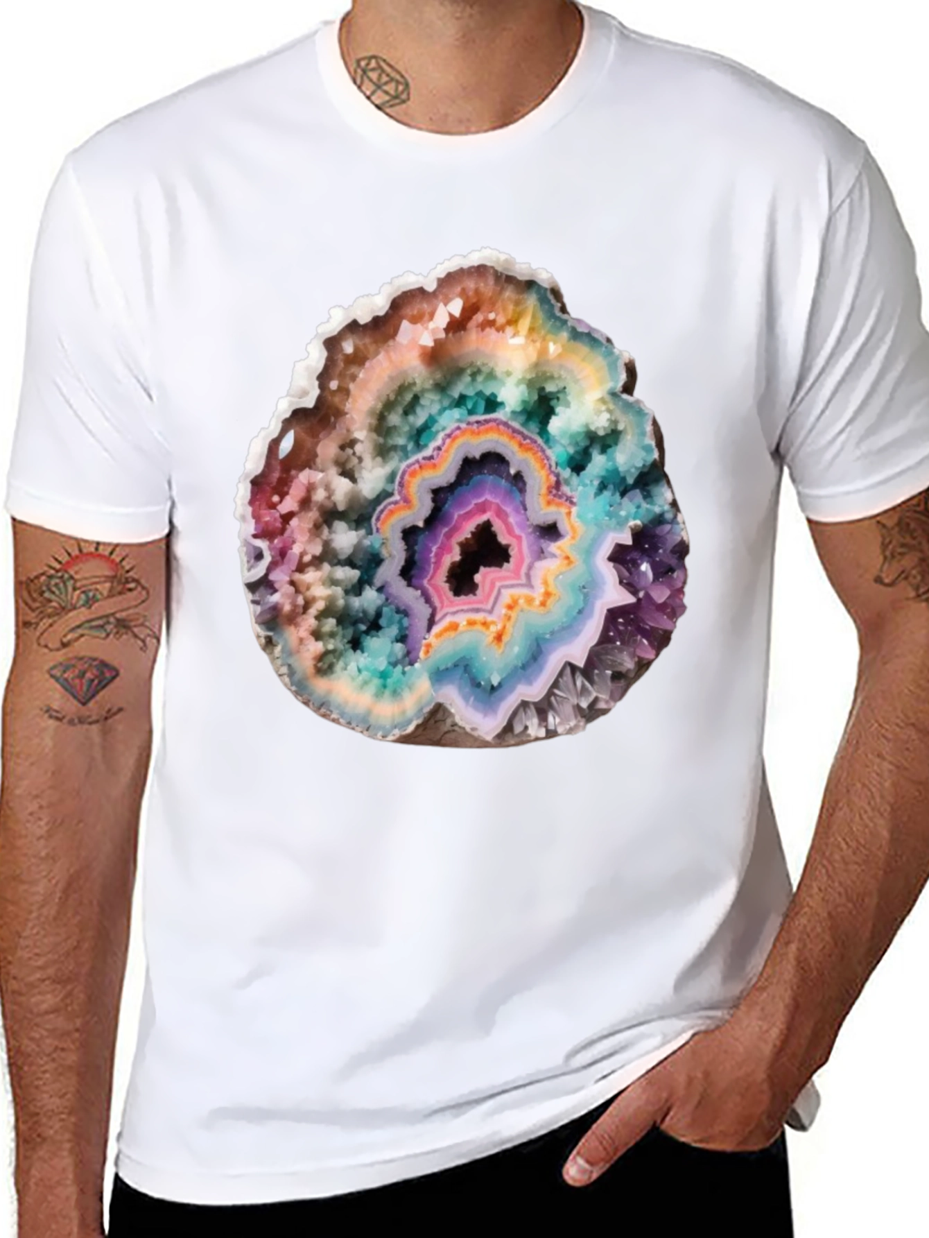 Geode Slice Graphic Tee - Unique Crystal Design