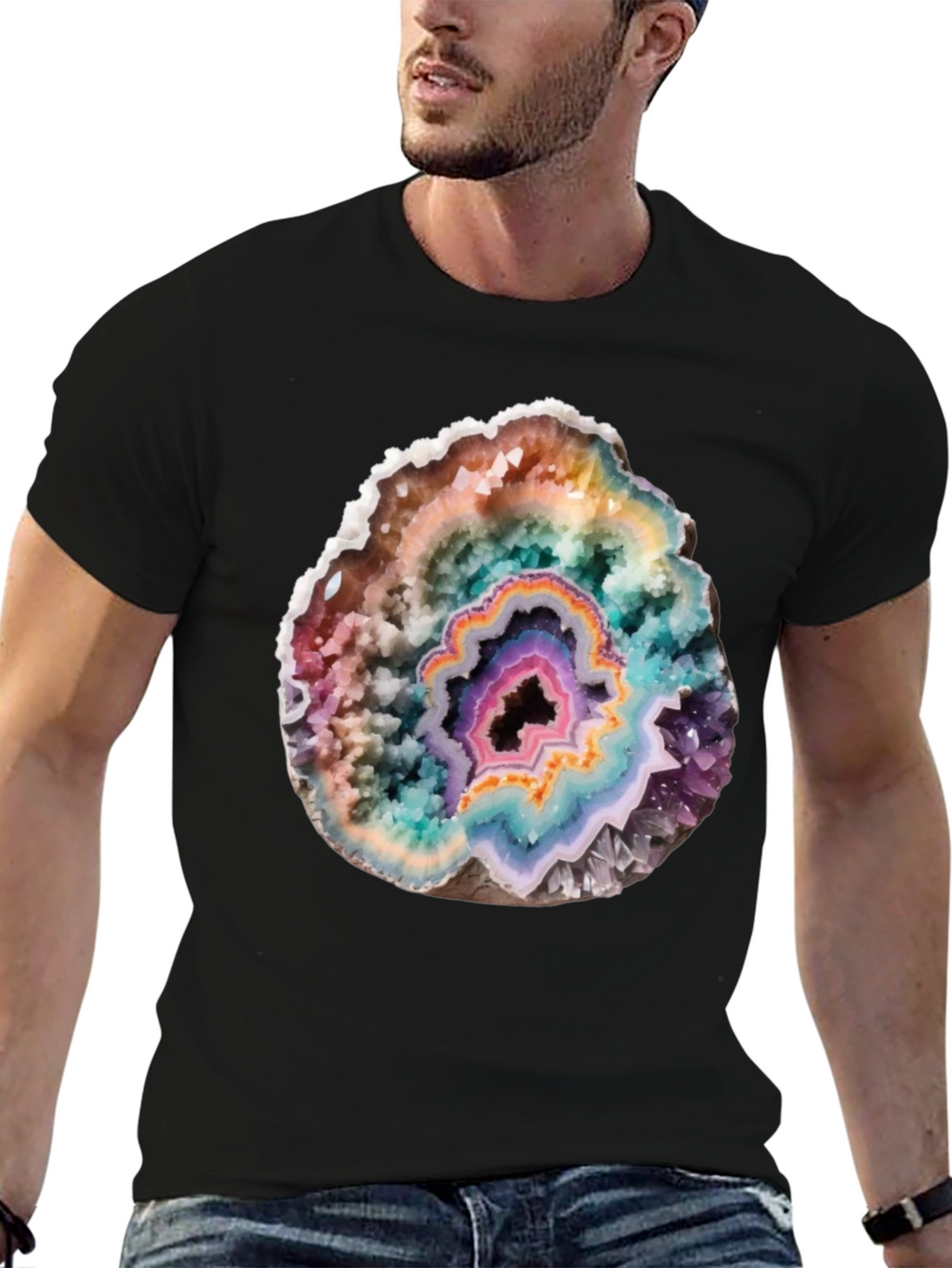 Geode Slice Graphic Tee - Unique Crystal Design