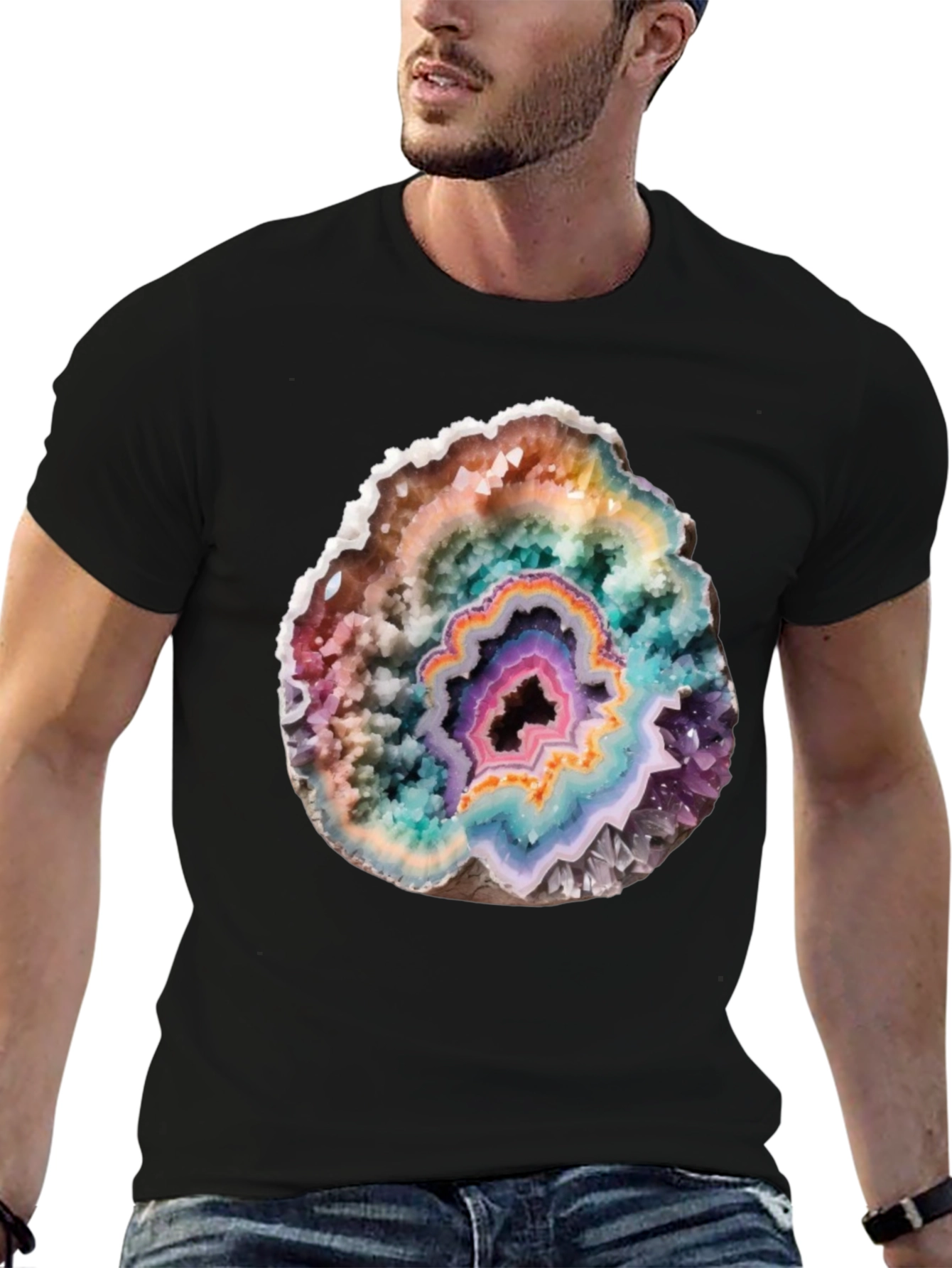 Geode Slice Graphic Tee - Unique Crystal Design