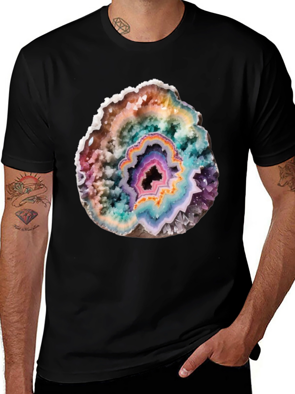 Geode Slice Graphic Tee - Unique Crystal Design