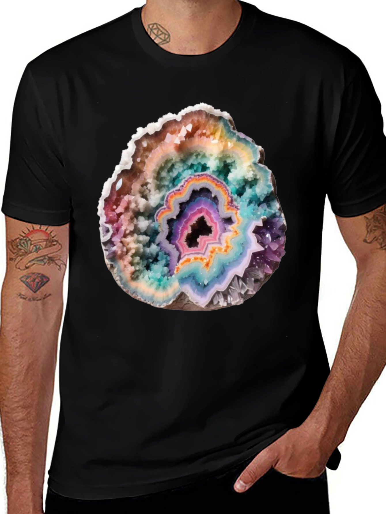 Geode Slice Graphic Tee - Unique Crystal Design