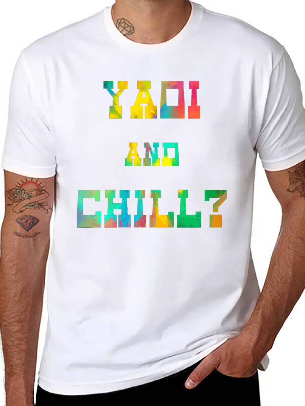 Yaoi and Chill? Graphic Tee - Trendy Black T-Shirt
