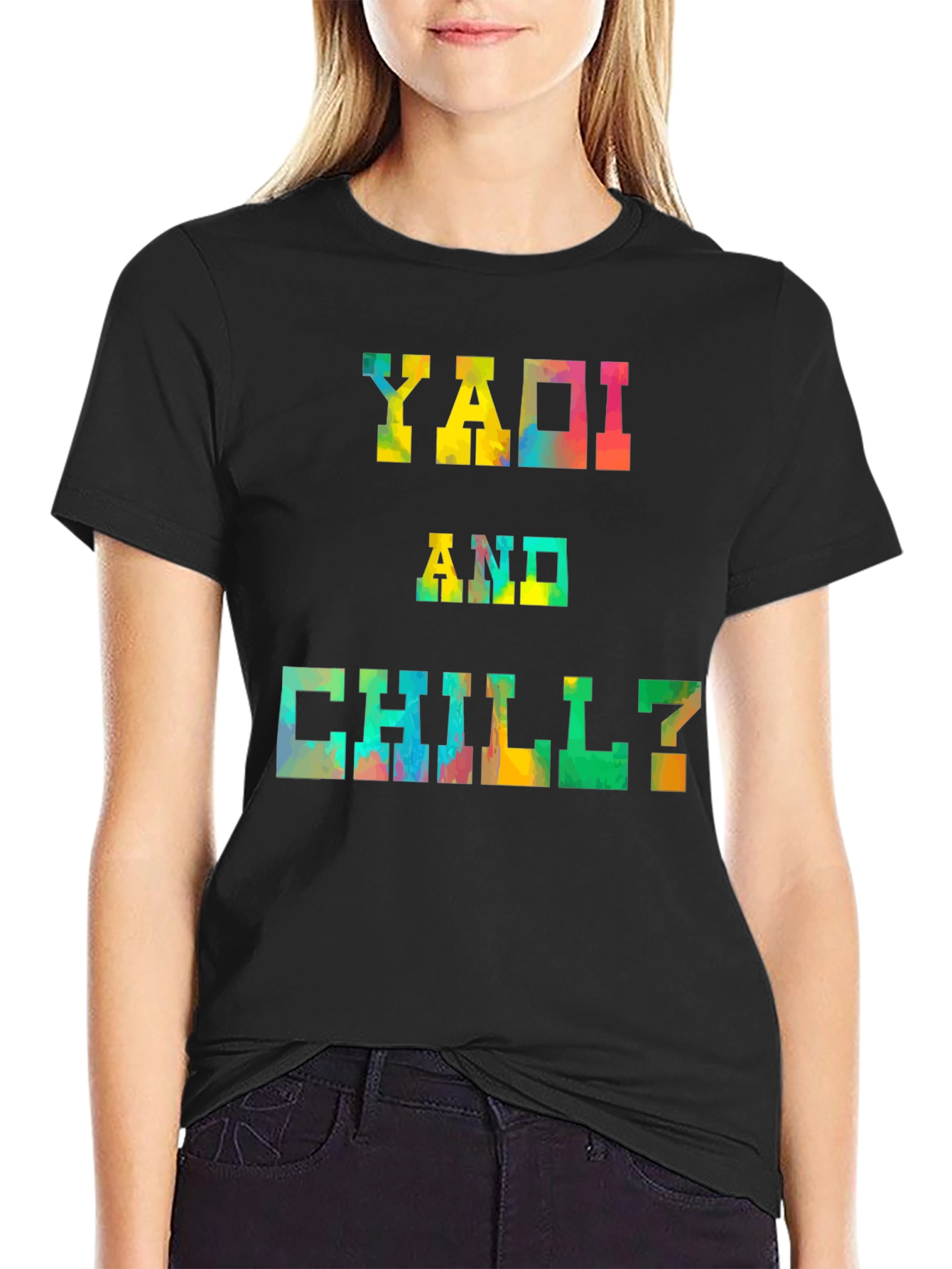 Yaoi and Chill? Graphic Tee - Trendy Black T-Shirt