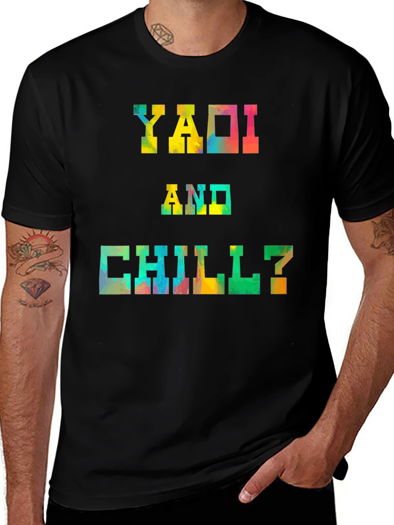 Yaoi and Chill? Graphic Tee - Trendy Black T-Shirt
