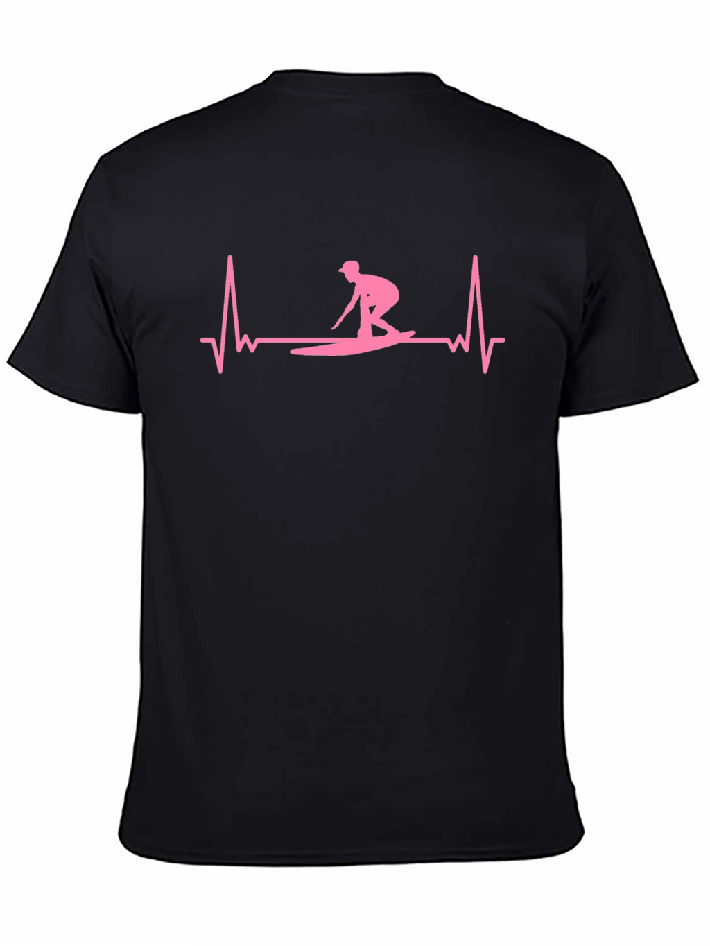 Surfing Heartbeat T-Shirt - Black Cotton Tee