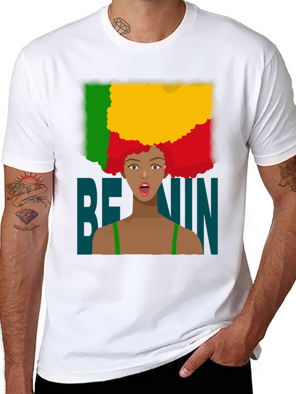 Benin Flag Afro T-Shirt - West Africa Pride