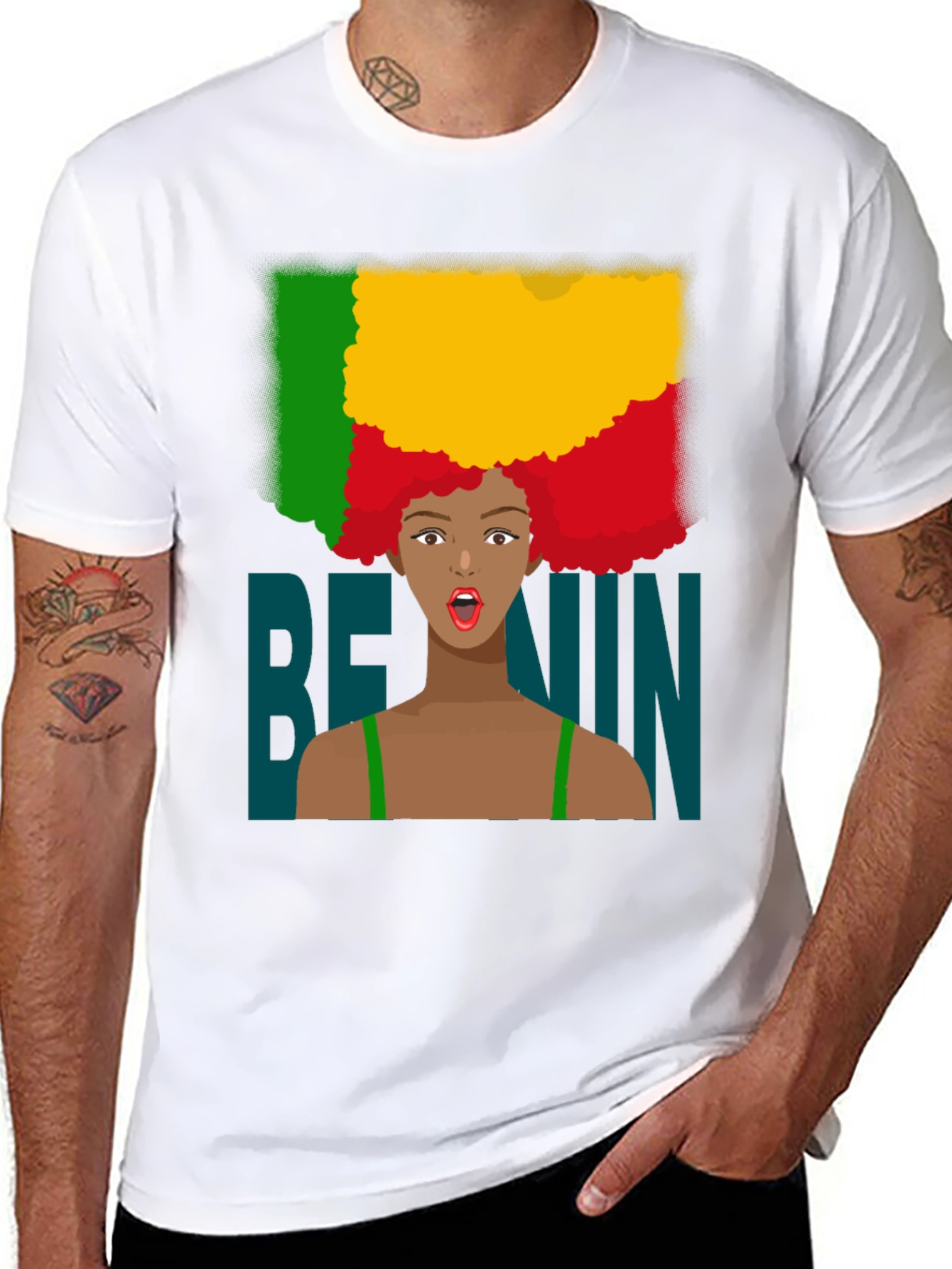 Benin Flag Afro T-Shirt - West Africa Pride