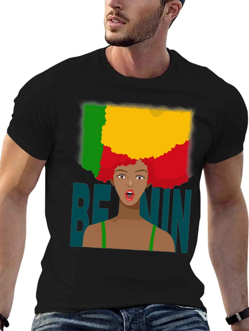 Benin Flag Afro T-Shirt - West Africa Pride