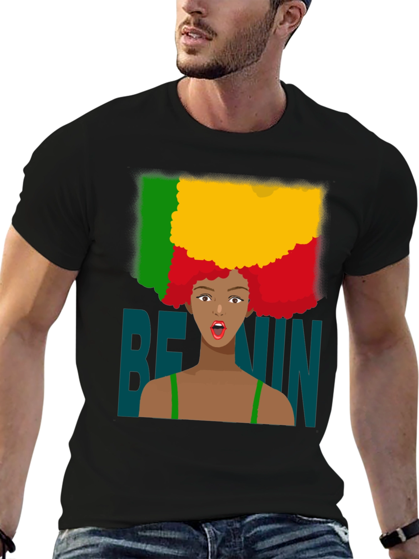 Benin Flag Afro T-Shirt - West Africa Pride