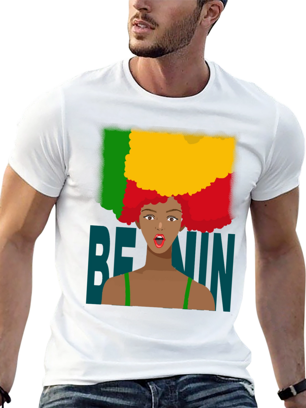 Benin Flag Afro T-Shirt - West Africa Pride