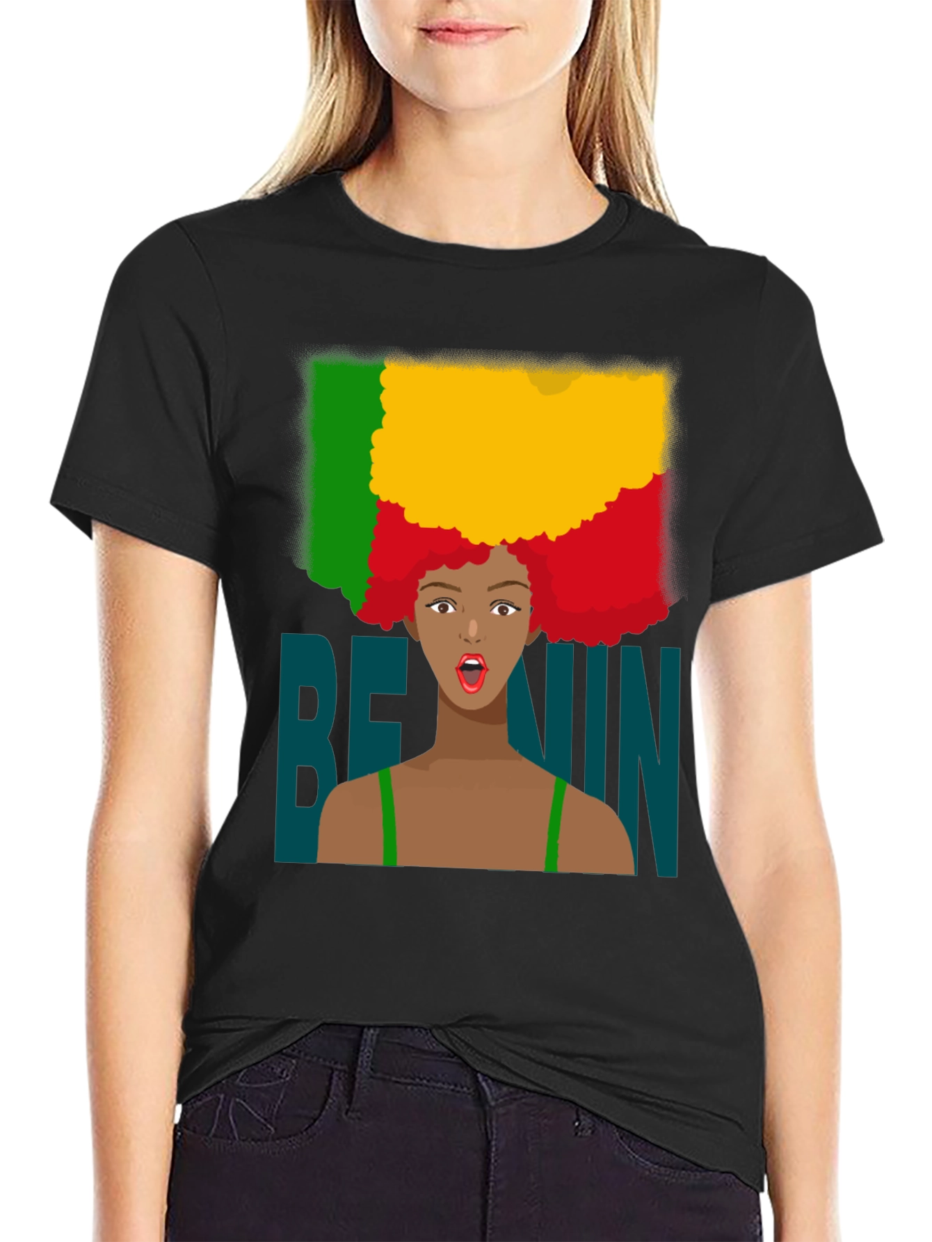 Benin Flag Afro T-Shirt - West Africa Pride