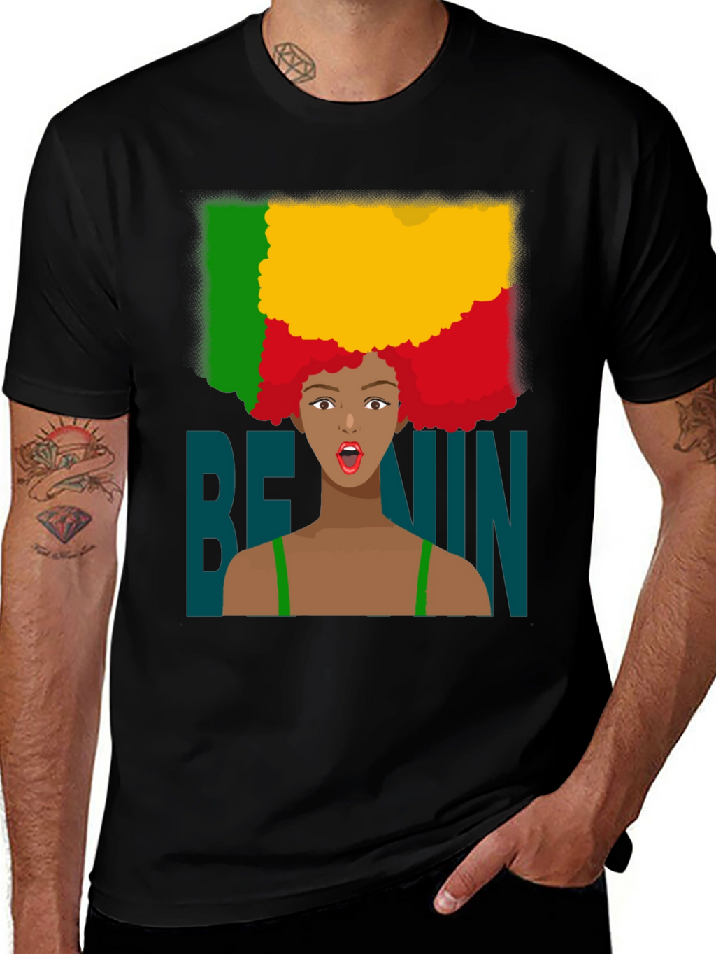 Benin Flag Afro T-Shirt - West Africa Pride