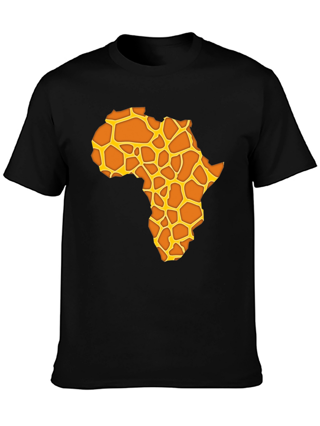 Africa Giraffe Print T-Shirt - Black Casual Tee