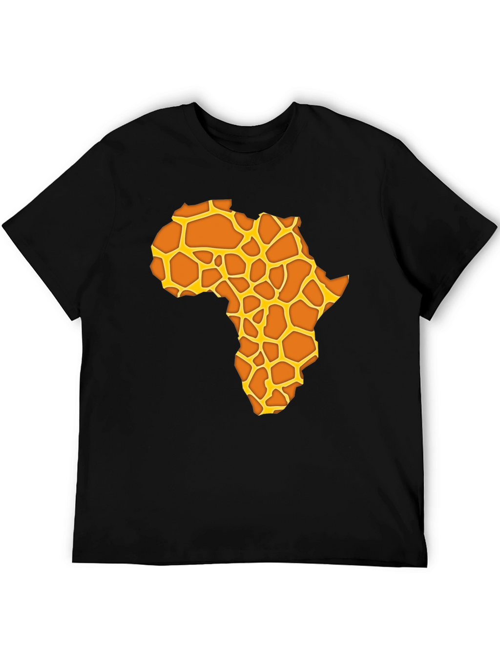 Africa Giraffe Print T-Shirt - Black Casual Tee