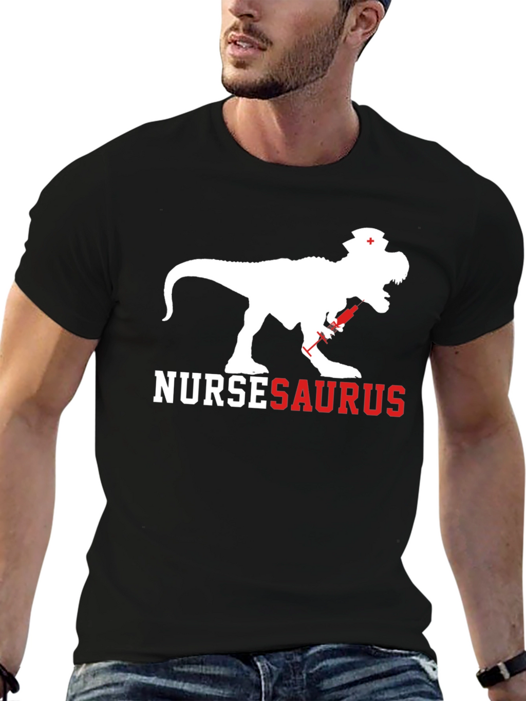 NurseSaurus T-Shirt - Funny Dino Nurse Graphic Tee