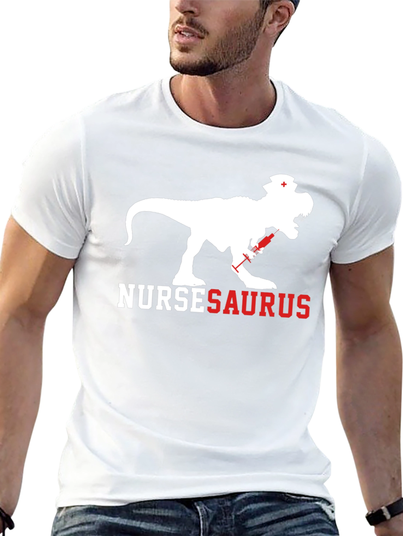 NurseSaurus T-Shirt - Funny Dino Nurse Graphic Tee
