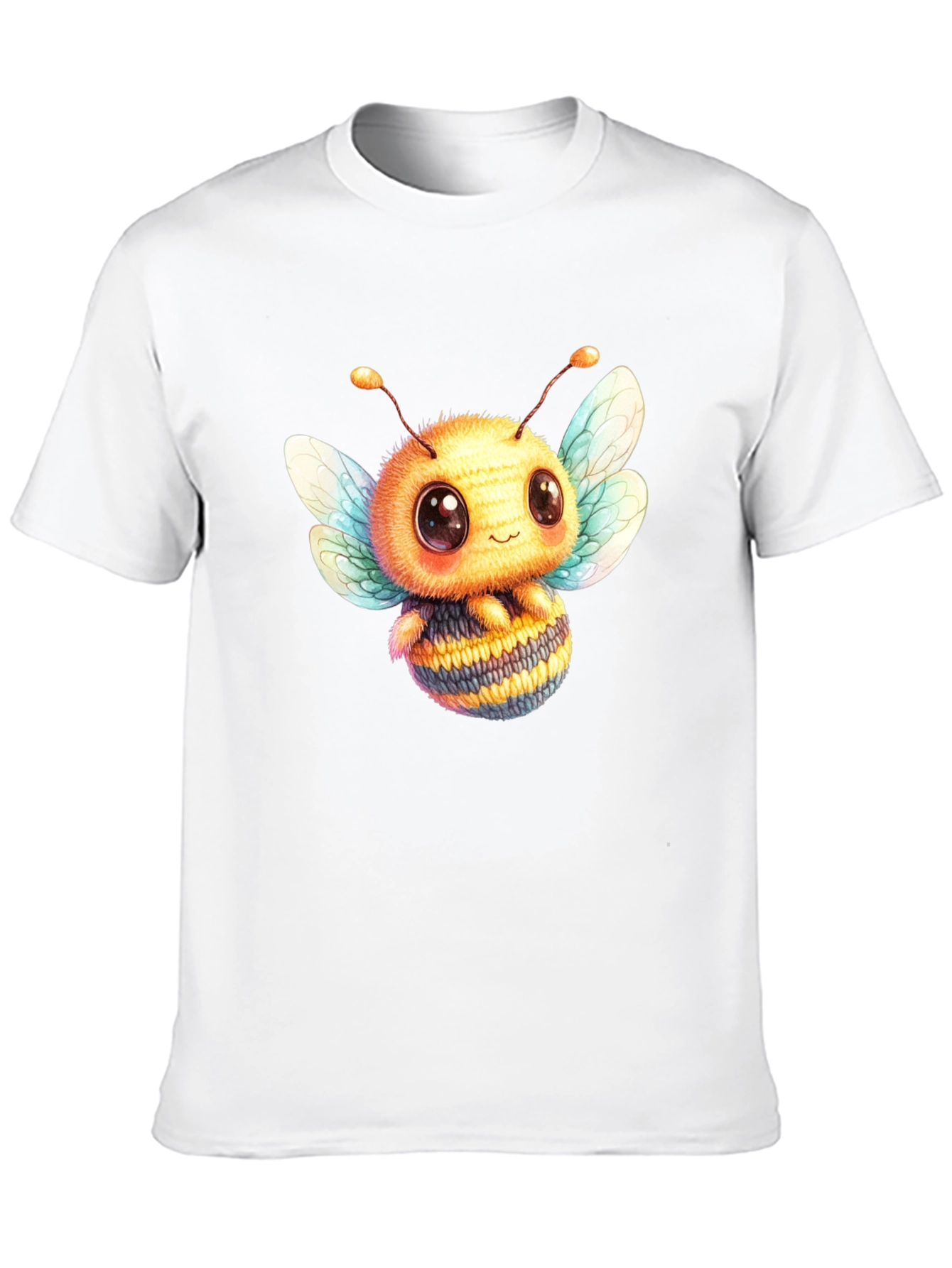 Cute Bee Graphic Tee - Black Cotton Blend
