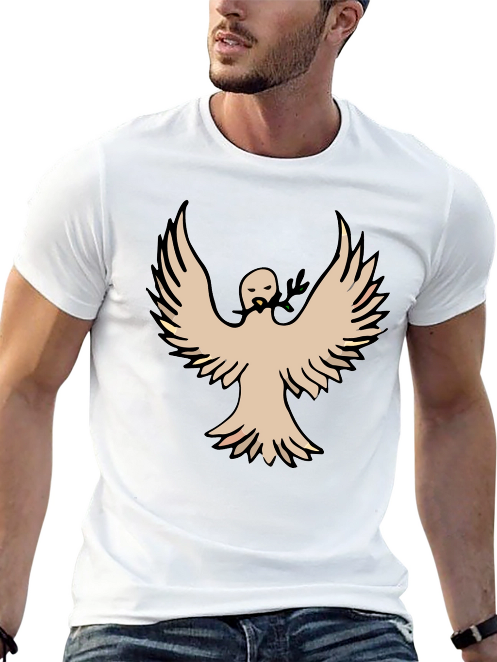Peace Dove Graphic Tee - Black Cotton Blend