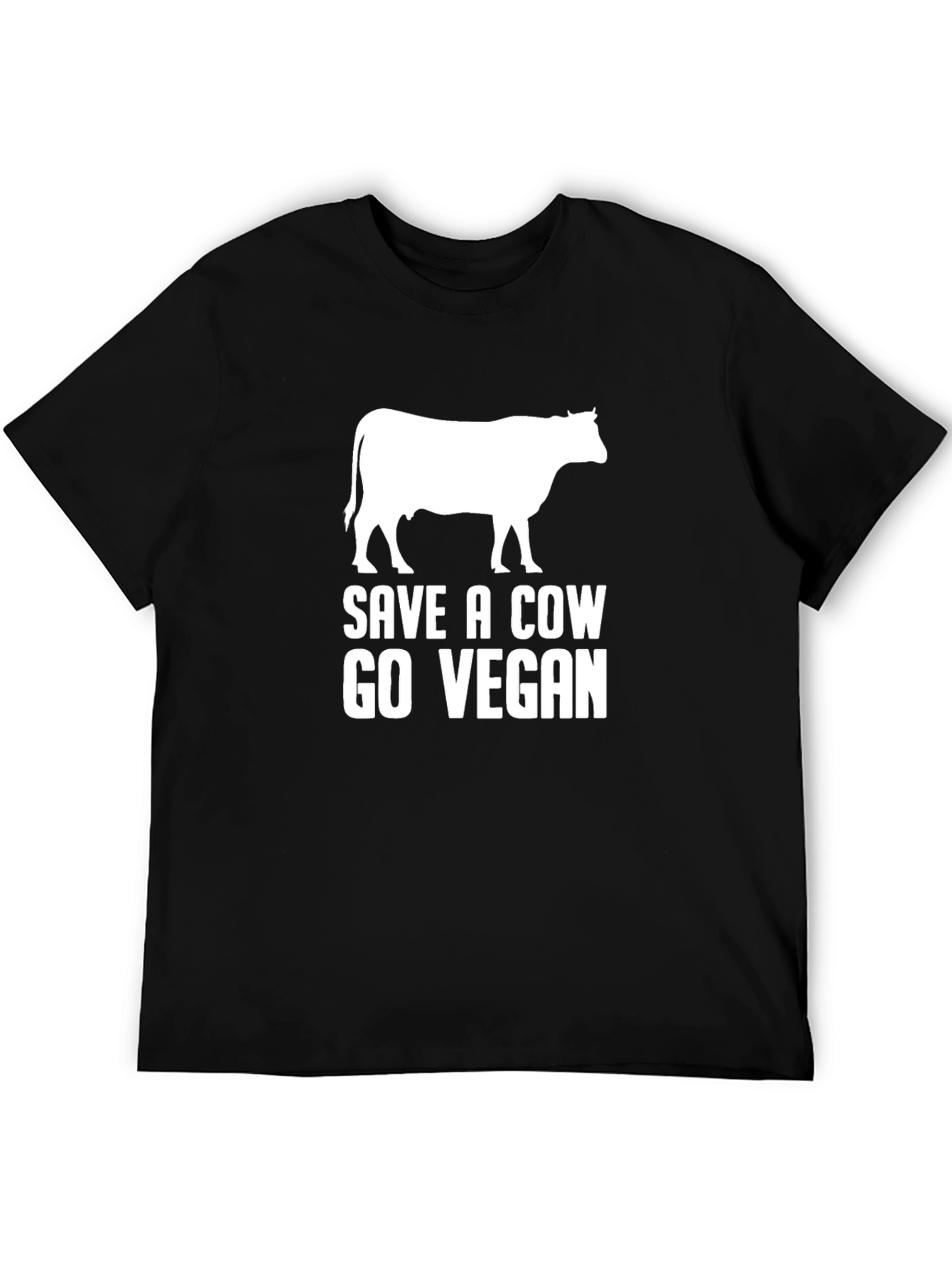 Save a Cow Go Vegan Black Graphic T-Shirt