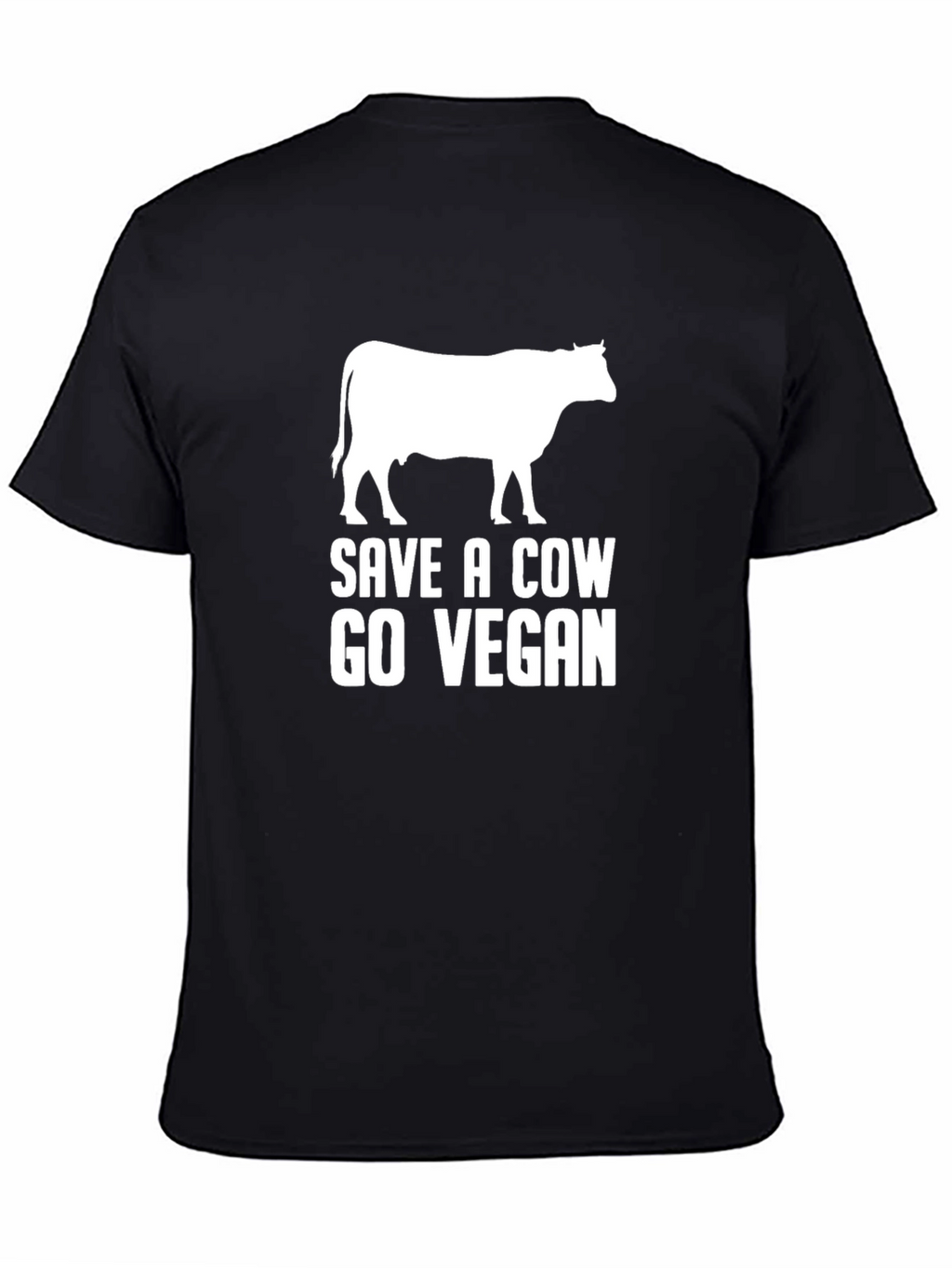 Save a Cow Go Vegan Black Graphic T-Shirt