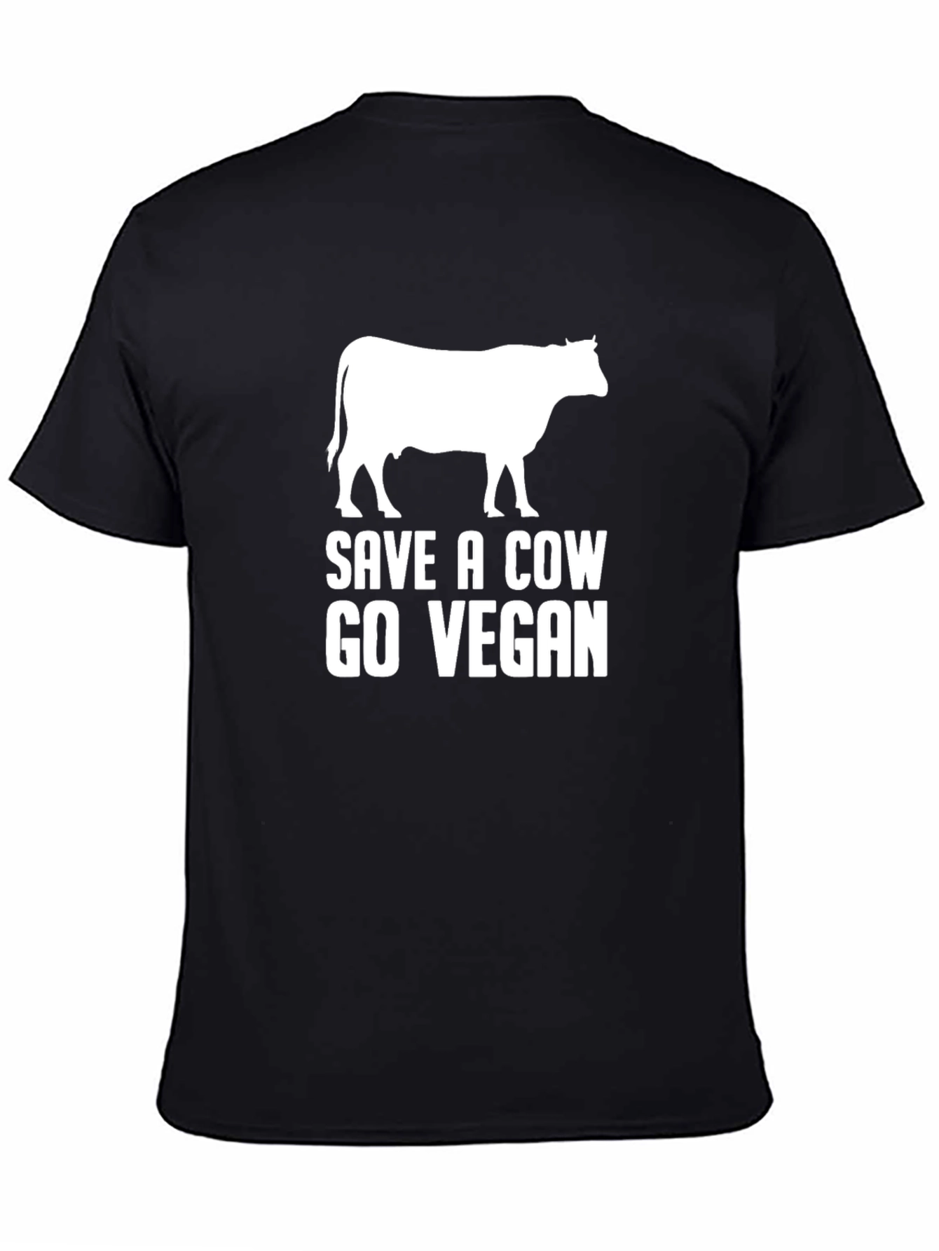 Save a Cow Go Vegan Black Graphic T-Shirt
