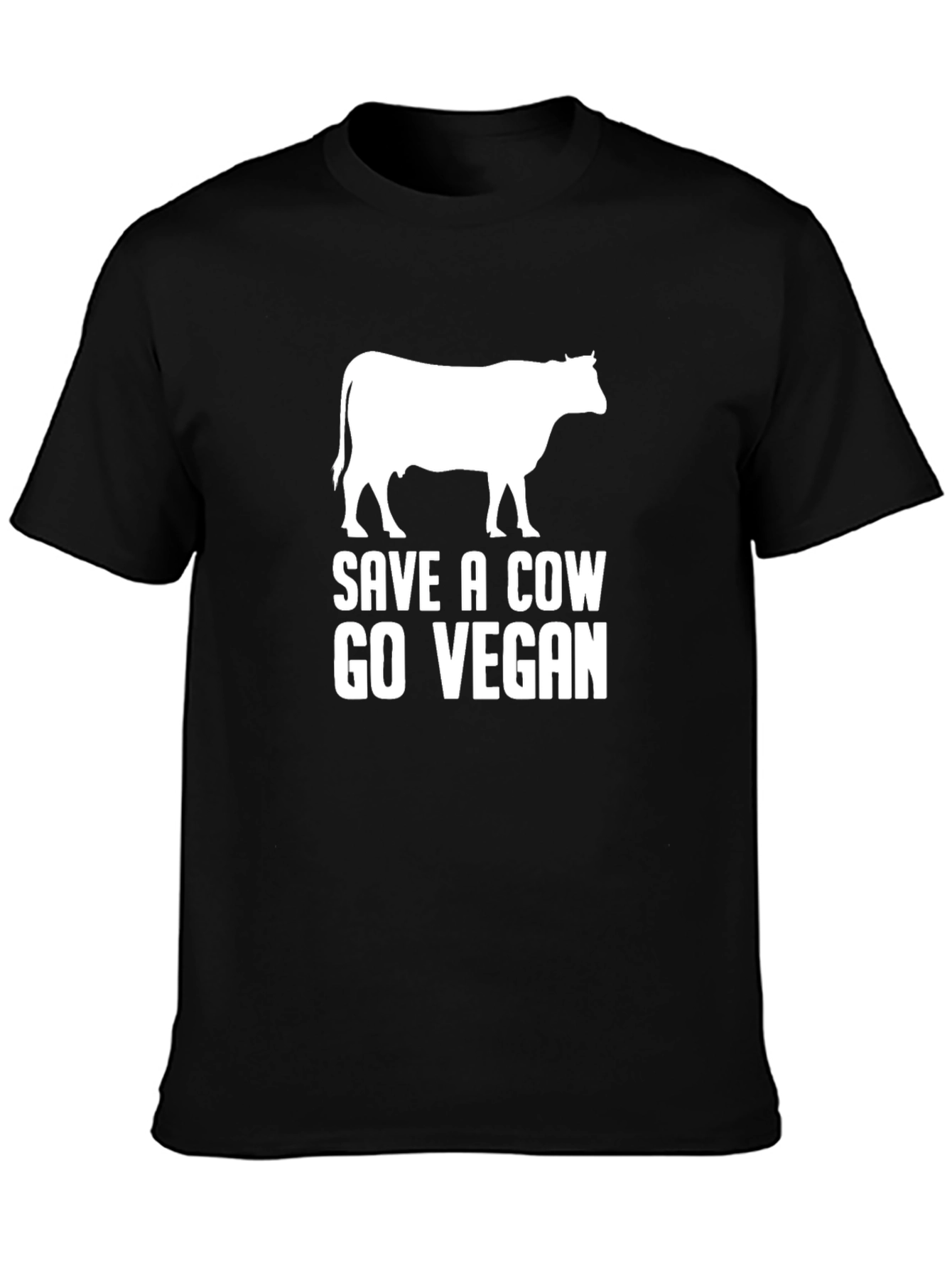 Save a Cow Go Vegan Black Graphic T-Shirt
