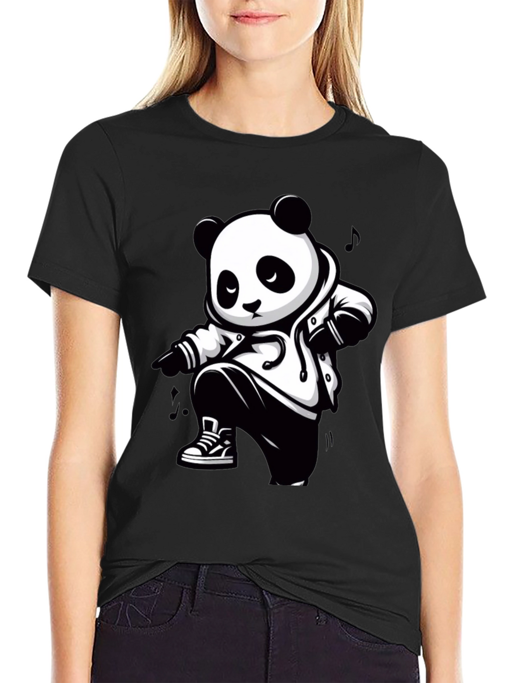 Cool Panda Graphic Tee - Black