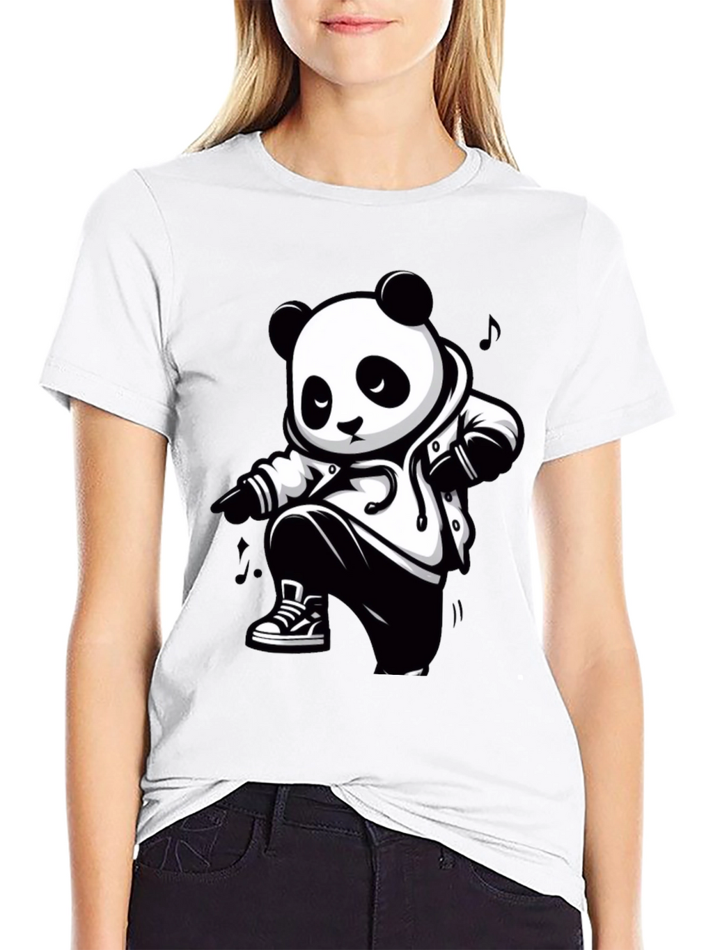 Cool Panda Graphic Tee - Black
