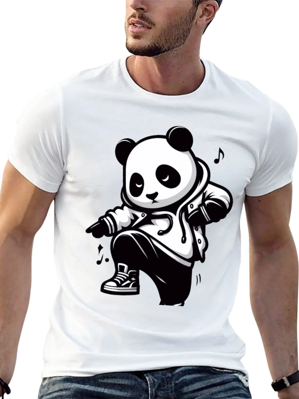 Cool Panda Graphic Tee - Black