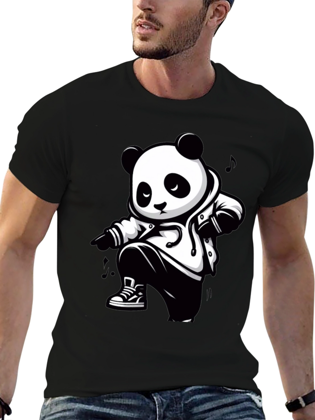 Cool Panda Graphic Tee - Black