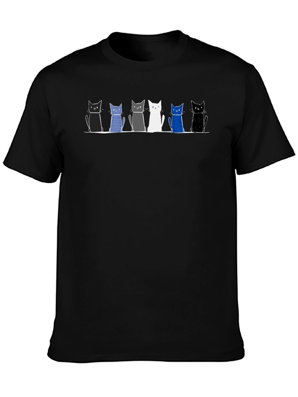 Cat Lineup Graphic Tee - Mens Black T-Shirt