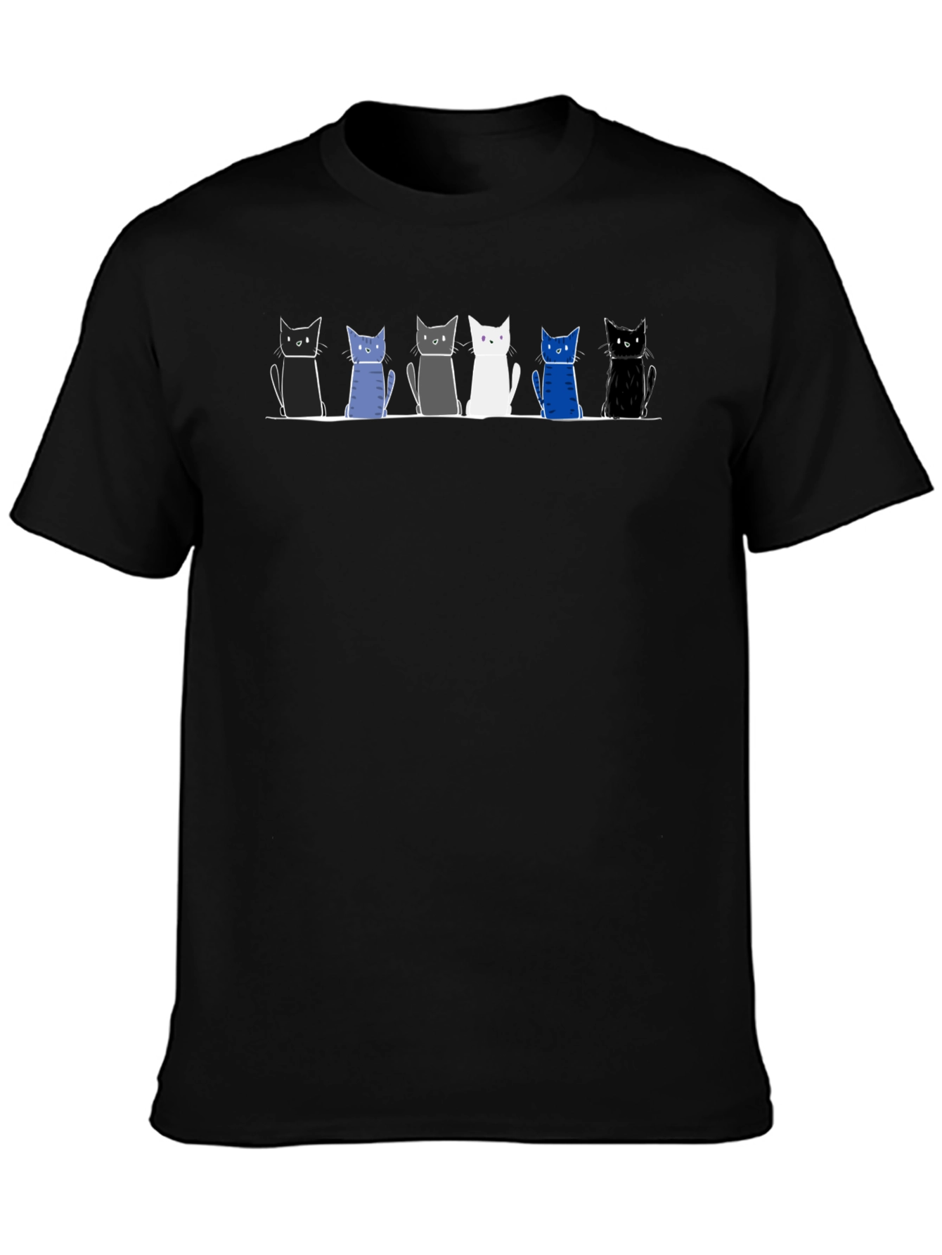 Cat Lineup Graphic Tee - Mens Black T-Shirt