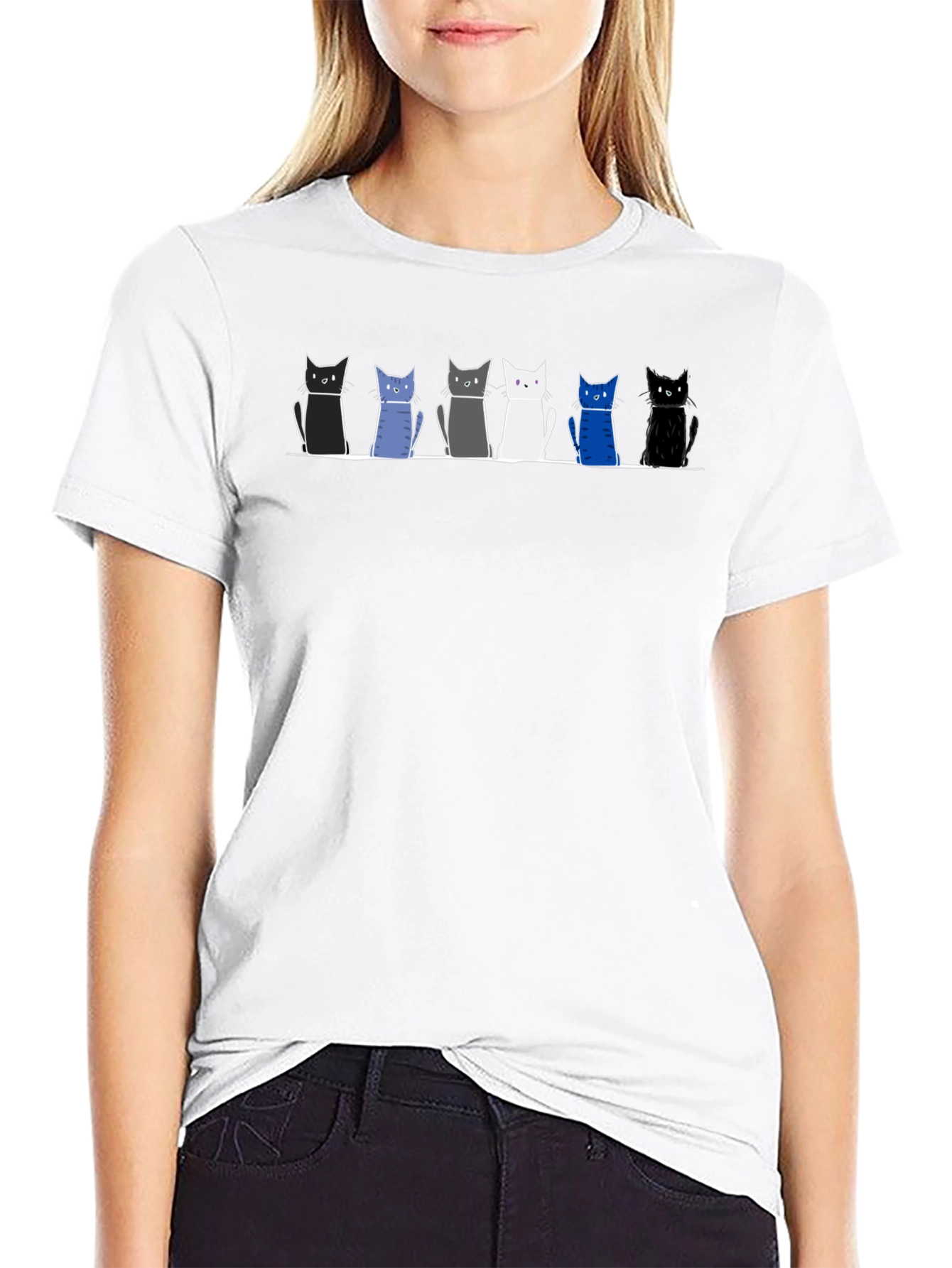 Cat Lineup Graphic Tee - Mens Black T-Shirt