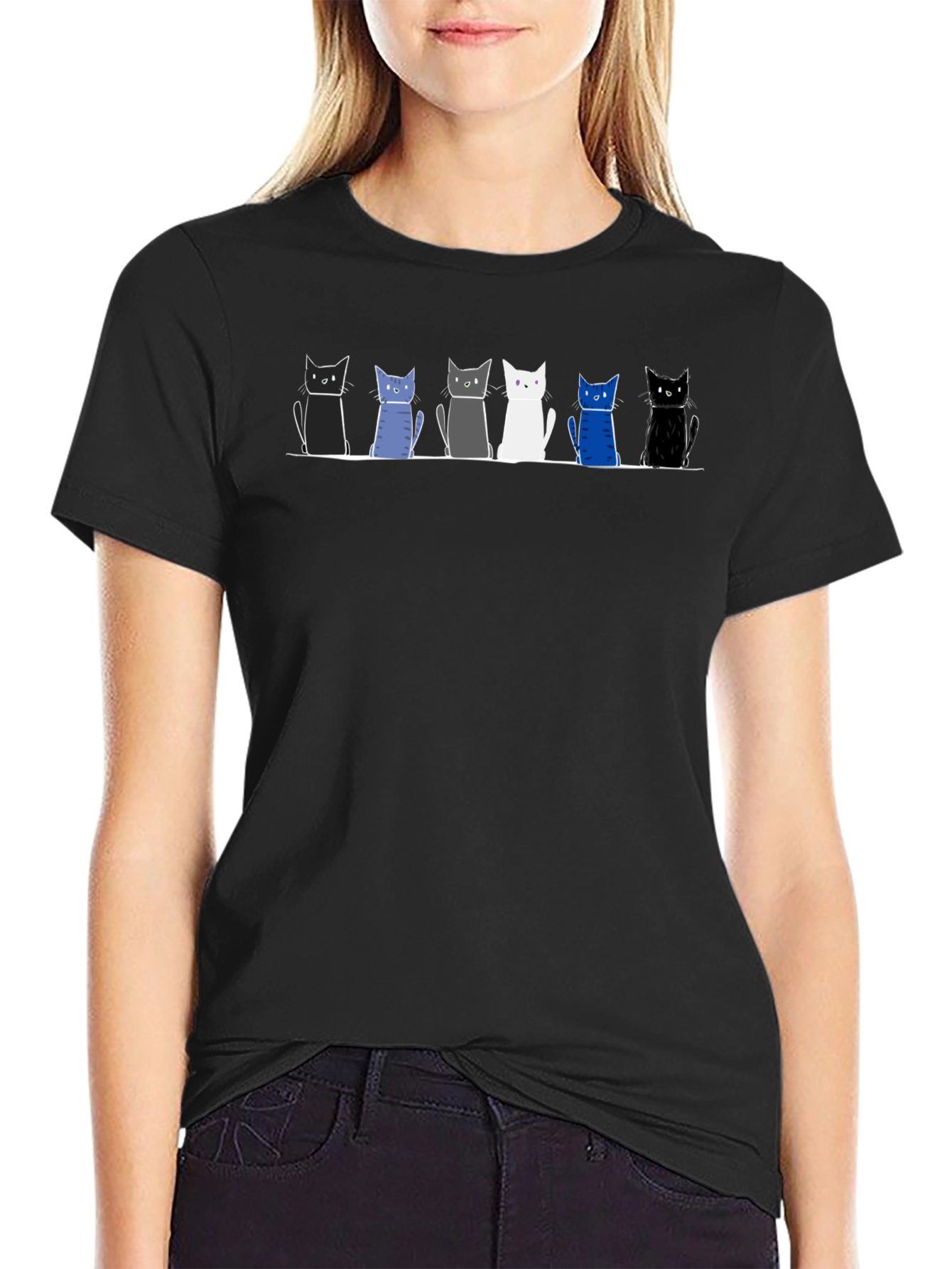 Cat Lineup Graphic Tee - Mens Black T-Shirt