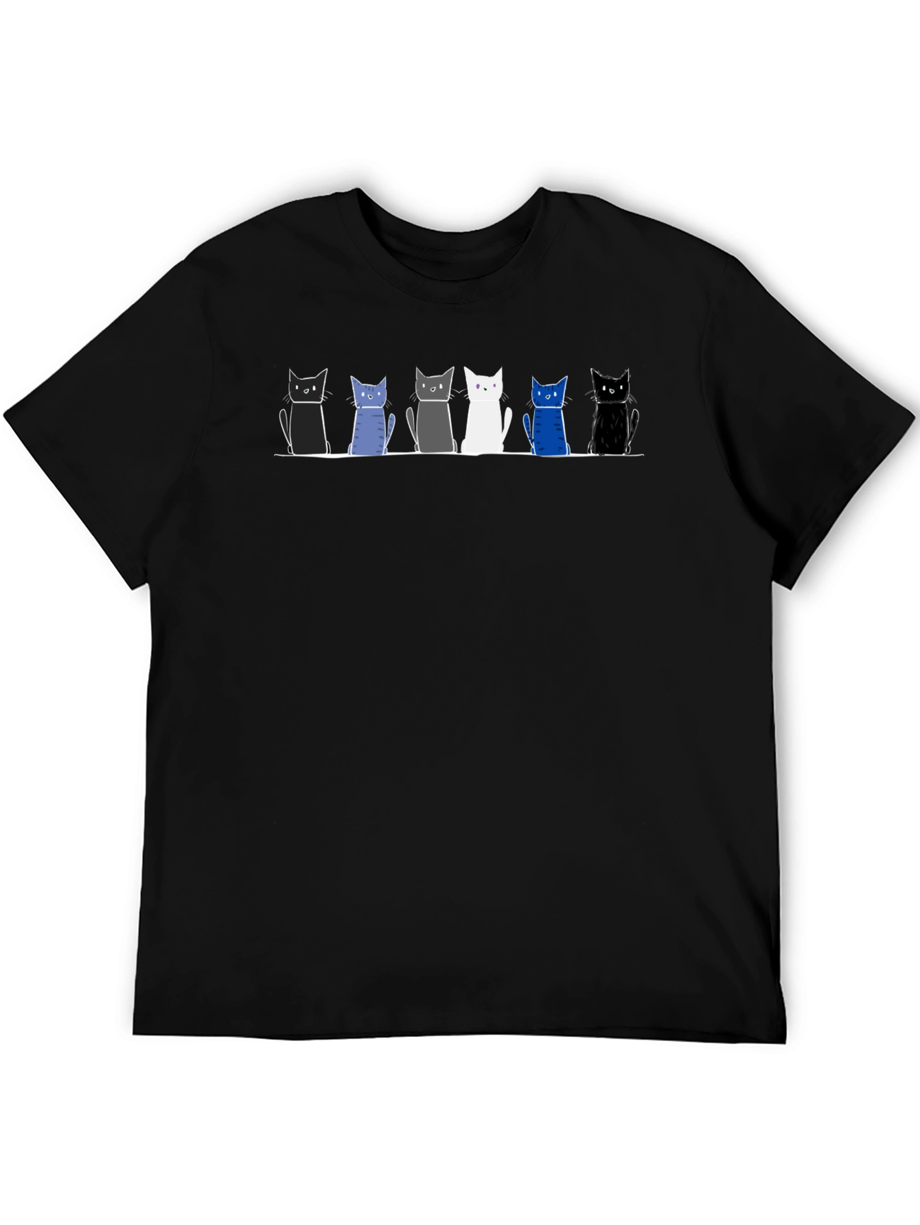 Cat Lineup Graphic Tee - Mens Black T-Shirt