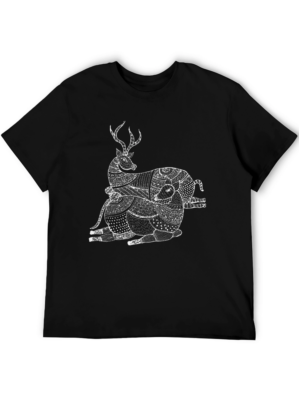 Stylish Black T-Shirt with Deer Graphic