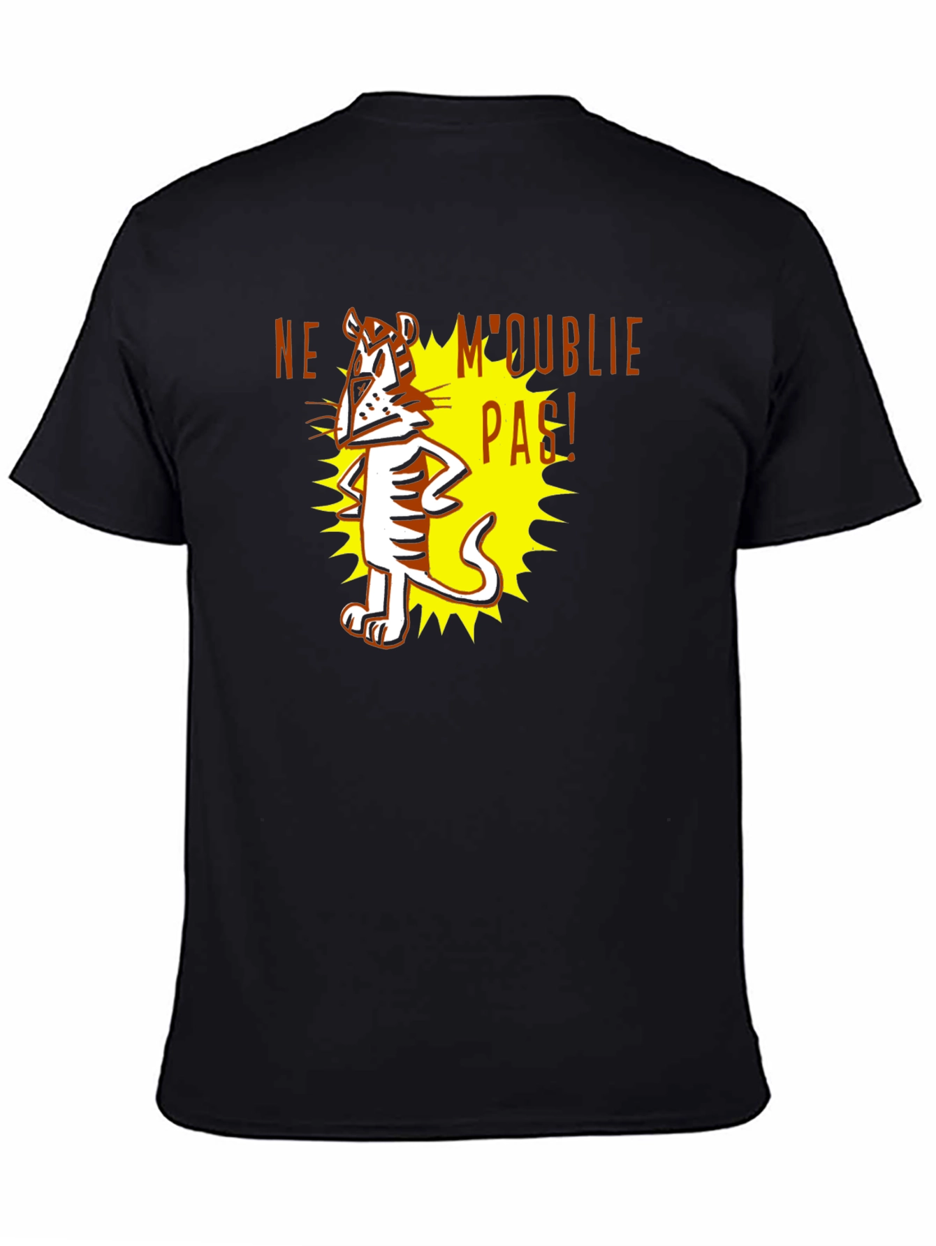 Cartoon Tiger Graphic Tee - Ne Moublie Pas! - Black T-Shirt