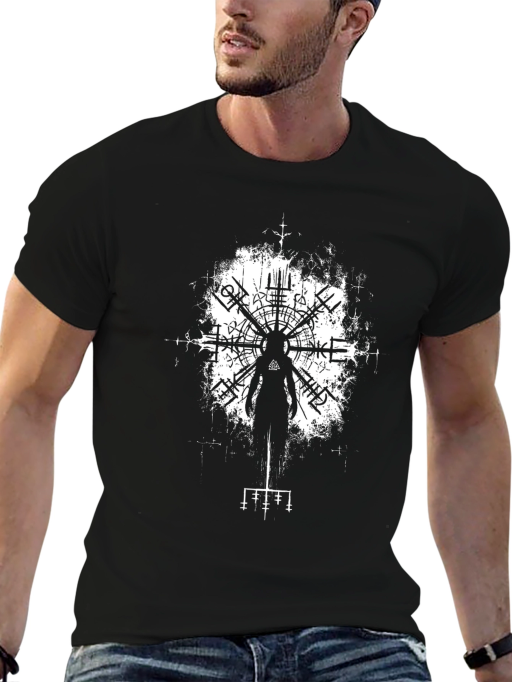 Viking Symbol T-Shirt - Black Graphic Tee