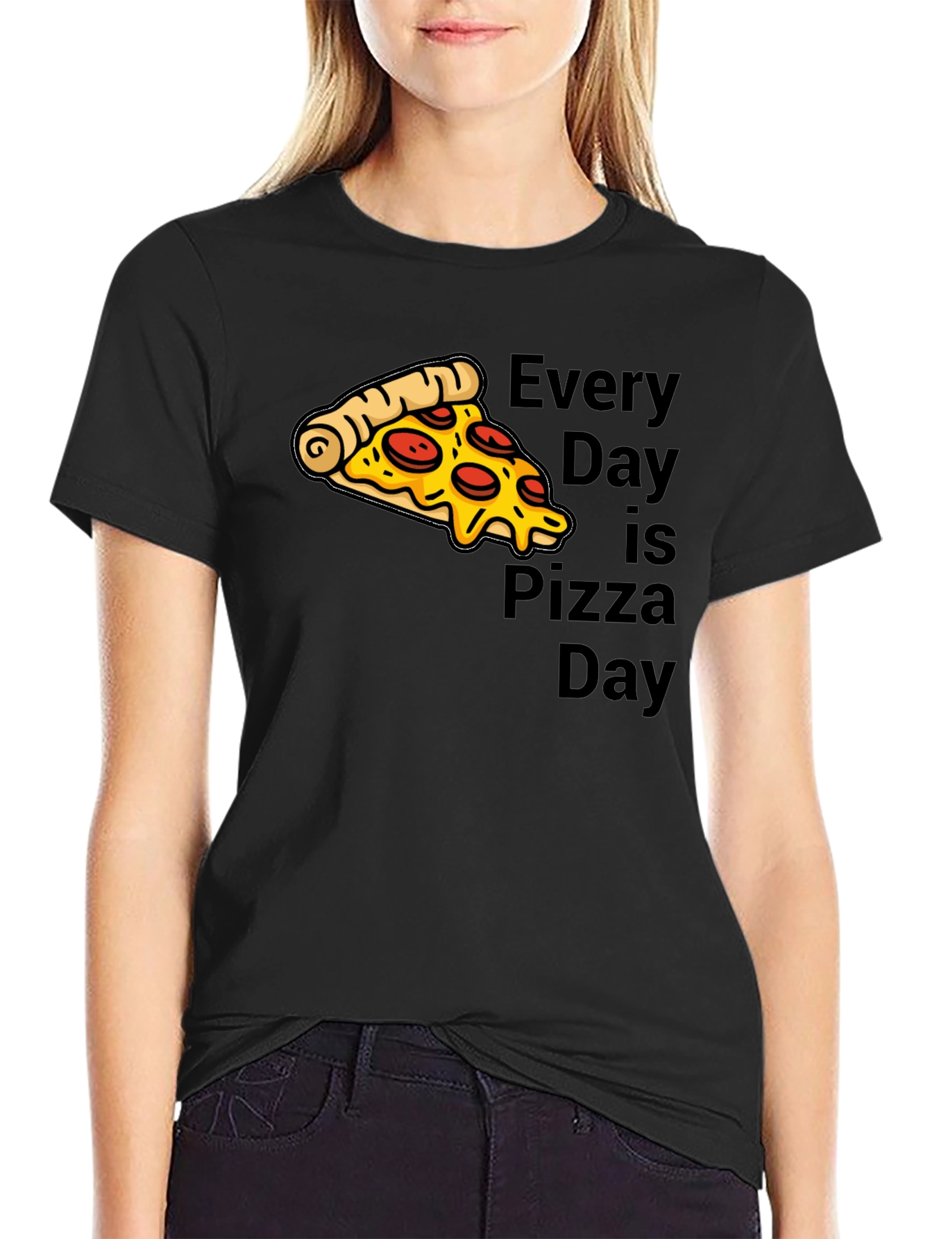 Every Day is Pizza Day T-Shirt - Black Graphic Tee