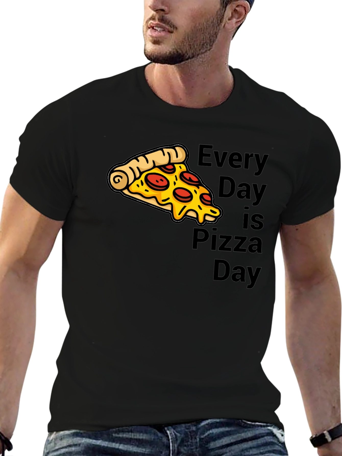 Every Day is Pizza Day T-Shirt - Black Graphic Tee