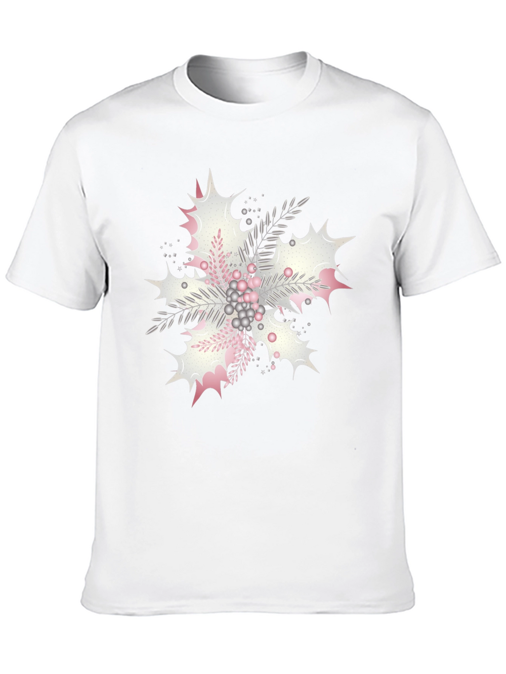 Floral Snowflake Graphic Print Black Tee