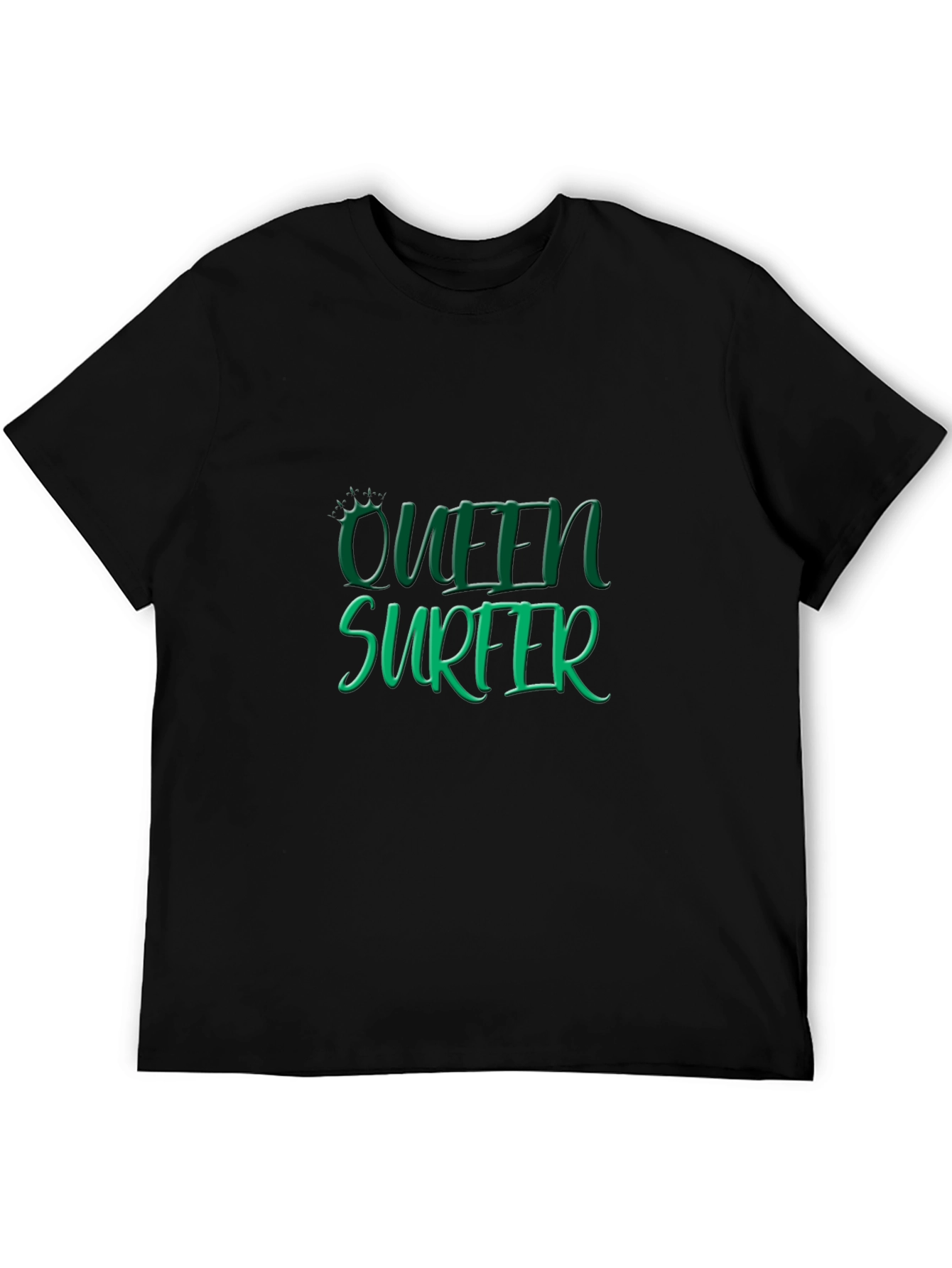Queen Surfer Graphic Tee - Black Cotton T-Shirt