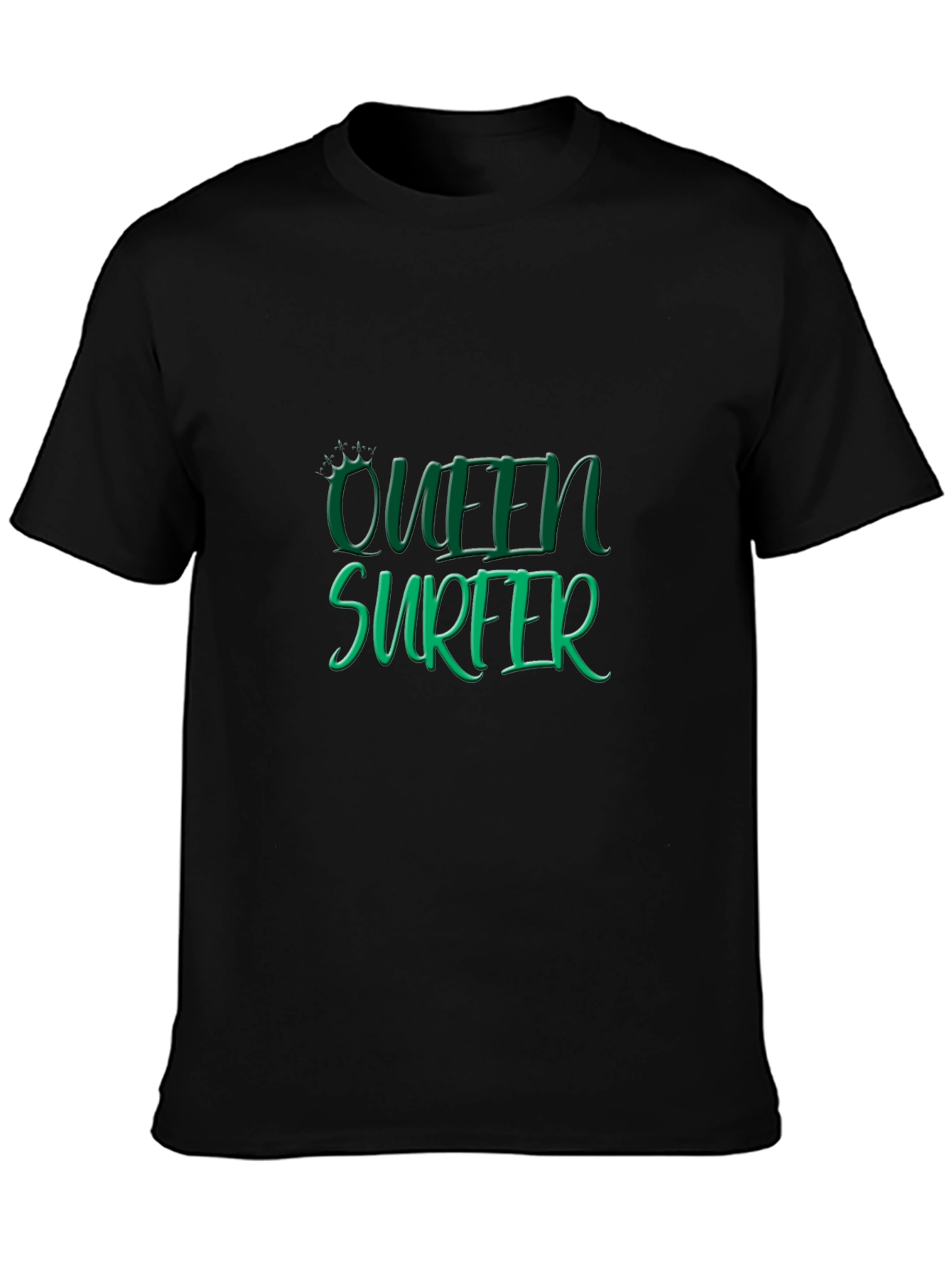 Queen Surfer Graphic Tee - Black Cotton T-Shirt