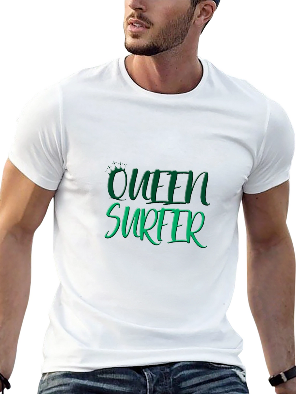 Queen Surfer Graphic Tee - Black Cotton T-Shirt