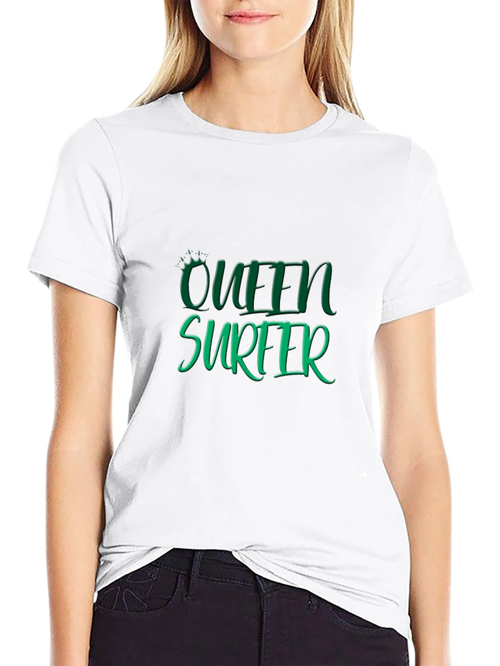 Queen Surfer Graphic Tee - Black Cotton T-Shirt