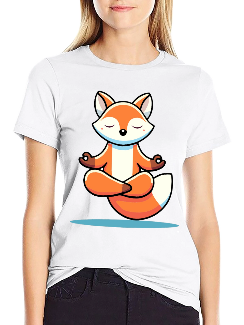 Meditating Fox Graphic Tee - Soft Cotton Blend