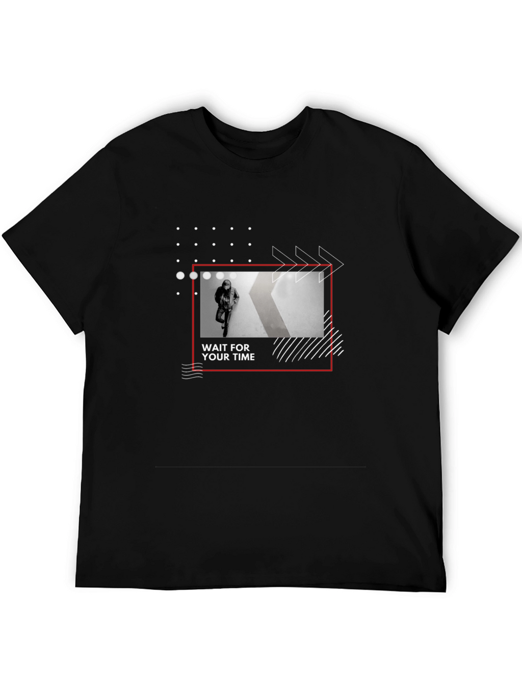 Trendy Wait For Your Time Graphic Black T-Shirt